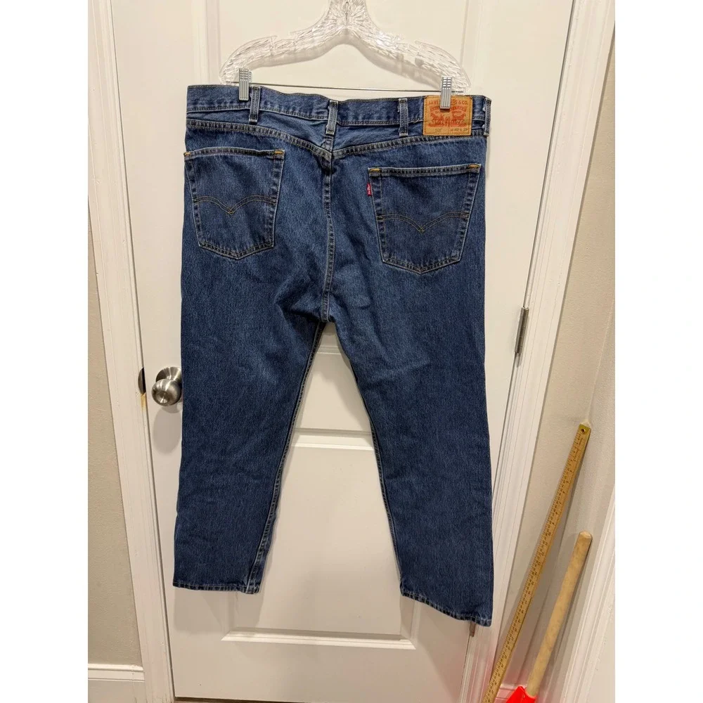 Levi's Mens Jeans 505 Regular Fit Straight Leg Medium Wash Blue 42x29‎